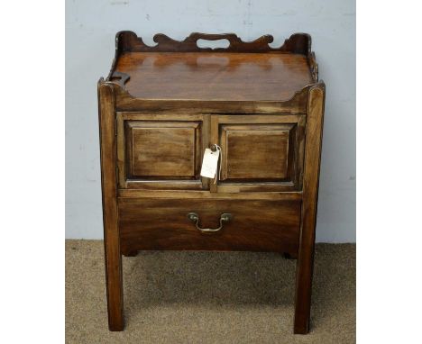 A Georgian mahogany tray-top cupboard (converted from a night commode), 54 x 43 x 71cms high.