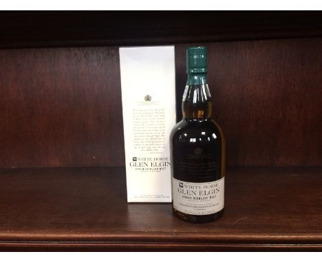 GLEN ELGIN WHITE HORSE
Active. Elgin, Moray.
75cl, 43% volume, in carton. CONDITION REPORT: Old price ticket attached to neck