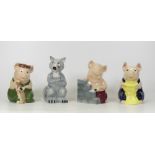 Four Wade figurines comprising the Three Little Pigs and The Big Bad Wolf (4) Boxed
