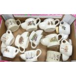 A collection of Wade shaving mugs including steam engine themes, barber themed mugs, etc (1 tray)