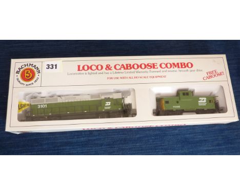 BACHMANN AMERICAN LOCOMOTIVE AND CABOOSE, 3101 BURLINGTON NORTHERN LOCO AND 11445 CABOOSE