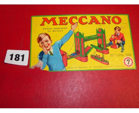 MECCANO BOXED SET 7 ( NOT CHECKED) WITH GEARS OUTFIT, 5A BOX AND A BOXED ELECTRIC MOTOR E202 AND T20 TRANSFORMER