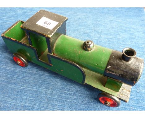 WOODEN PULL ALONG CHILDS RAILWAY ENGINE