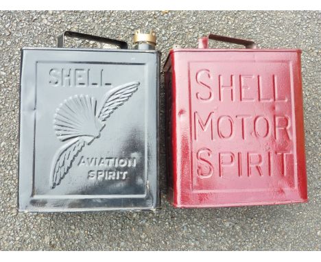 VINTAGE PETROL CAN SHELL AVIATION SPIRIT R/PT AND SHELL MOTOR SPIRIT