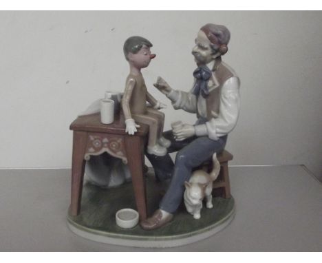 Large Lladro Pinocchio, paintbrush missing 