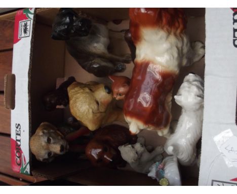 Box of ceramic dogs 