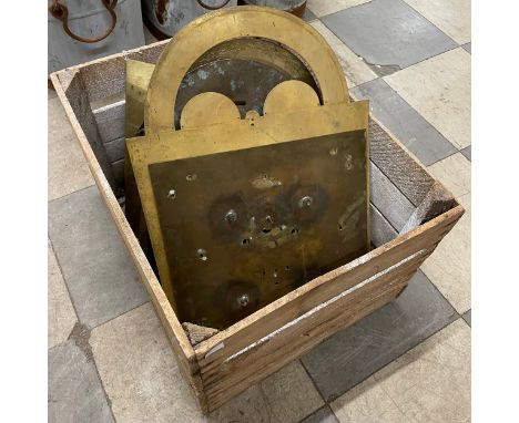 Assorted longcase clock dials, chapter rings, spandrels and clock hands