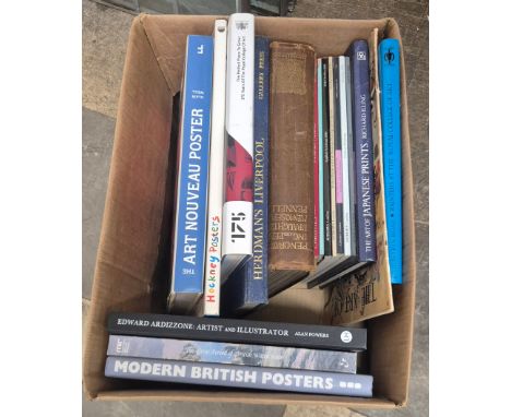 Assorted art reference books, including Art Nouveau Poster, Modern British Posters, etc.