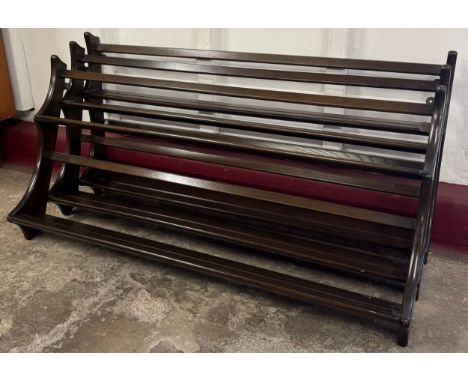Three Ercol Golden Dawn ash wall hanging plate racks 