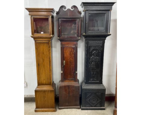 Three oak longcase clock cases 