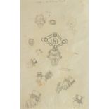 Attributed to Robert Paden-Powell (1857-1941) British, Head studies, pencil, inscribed, 8" x 5.