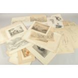 A FOLIO OF VARIOUS PRINTS AND WATERCOLOURS (100+).