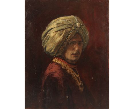 GEORGE WEISSBORT (1928 - 2013). Portrait head and shoulders of a man wearing a turban. Unframed, board. 22" x 17" (56 x 43cms