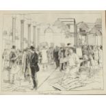 C Eckhardt (19th-20th Century) European. "Billingsgate Fish Market", Ink, Signed and inscribed,