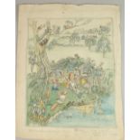 20th Century English School. "Freda was Rather a Favourite of Old Mr Badgers". Watercolour and