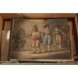 A FOLDER OF VARIOUS PRINTS AND WATERCOLOURS (20+).