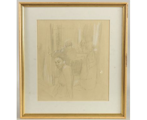 GEORGE WEISSBORT (1928 - 2013). A pencil drawing, figure subject. Signed and dated 1952. 11" x 9.5" (28 x 24cms).