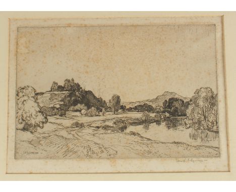 Leonard Russell Squirrell (1893-1979), a river view, etching, signed in pencil, plate size 6.5" x 9.75" (16 x 25cm), (unframe