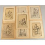 Thomas Barker of Bath, a group of 6 pen lithos of figural subjects, early 19th century, each 9.5"