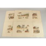19th Century English School. Six vignette coaching scenes, prints, all titled "Road Scrapings",