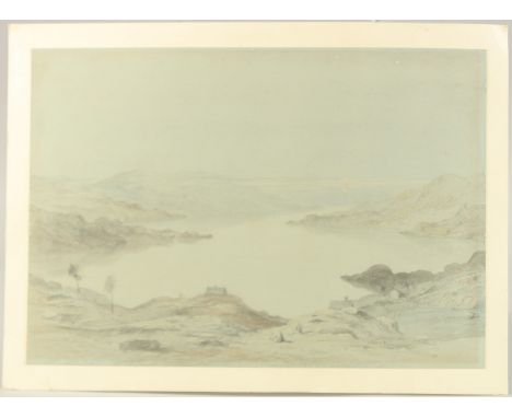 Follower of William Callow, An extensive Lake District view, pencil with body colour highlights on tinted paper, 9.25" x 13.2