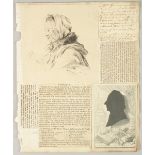 ATTRIBUTED TO JOSHUA REYNOLDS (1723 - 1792) BRITISH. Profile of a Lady, ink and wash. Unframed, 5.