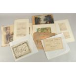 A FOLDER OF VARIOUS PRINTS AND WATERCOLOURS (20+).