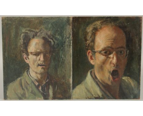 GEORGE WEISSBORT (1928 - 2013). Two small Artist Self Portraits. Unframed, pencil. 10.5" x 9" (27 x 23cms).