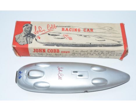 Minimodels John Cobb autographed clockwork tinplate and aluminium Railton Mobil Special land speed record breaking car model 