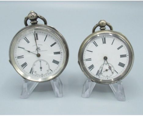 Retailed by J. W. Benson of London, Swiss silver open faced key wound and set pocket watch, Swiss cylinder movement, cuvette 