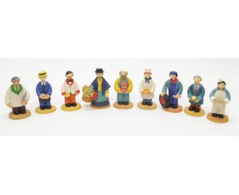 9 boxed Robert Harrop Camberwick Green figures:CG02 Mickey Murphy (Baker)CG25 Mrs Cobbit (Flower Seller)CG38 Mr Carrawy (Fish