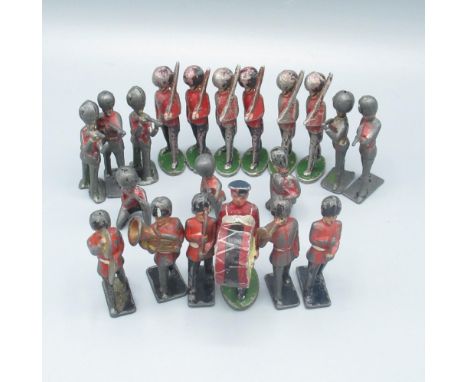 Collection of lead soldiers mostly of Coldstream Guards band members inc. double bass drummer, cymbals, trumpeter, etc. (qty)