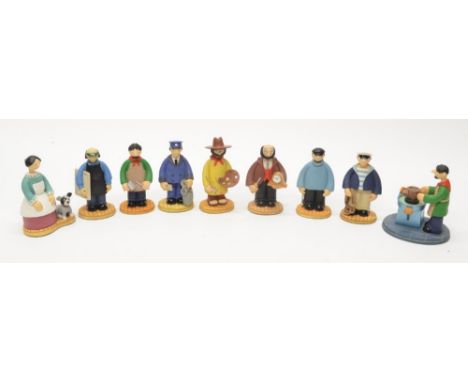 9 boxed Robert Harrop Camberwick Green figures:CG07 Peter Hazel (Postman)CG30 Happy Farthing (Potter) CG36 Mrs Dingle (Postmi