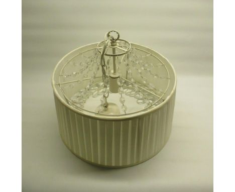 Pair of ceiling light fittings with shades and faux glass drops 