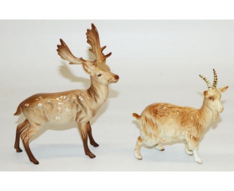 Beswick Goat, model 1035, and a Beswick Stag (2) 