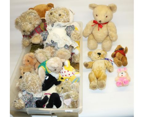 Teddy bears and soft toys, including a Merrythought bear 