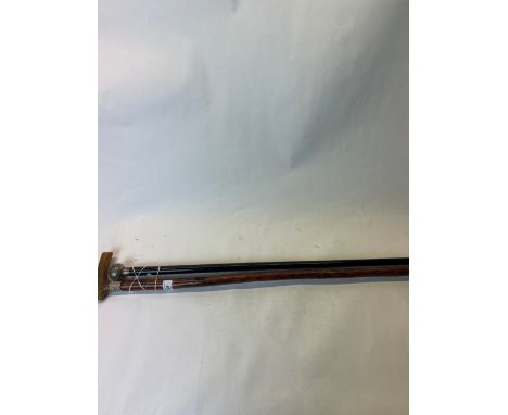 Early C.20th C gentleman's walking cane with hallmarked silver knop, L89cm, later horn handle walking stick (2) 