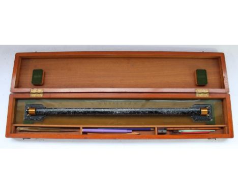 1930s cased cartographers rolling rule by Henry Hughes and Sons, cartouche inscribed, 'The Incorporated Thames Nautical Train