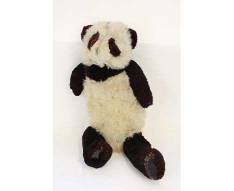 C1940s Panda teddy bear, stitched for the 1946 movie London Town, the bear was a last minute prop stitched together by the pr