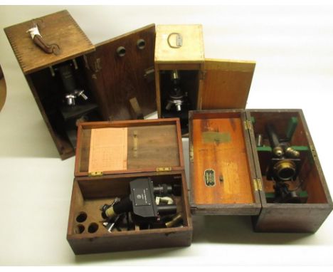 Skybolt 600x microscope, Opax no.5035 microscope, R. &amp;  J. Beck Ltd microscope serial no. 25702 both boxed, and a box of 