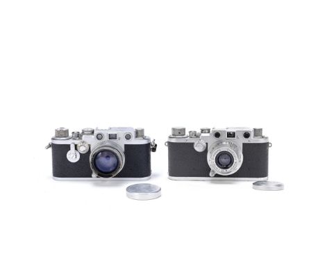 A LEICA IIIc AND A LEICA IIIf, 1950's,the IIIc, no. 486642, with Summaron 35mm f/3.5 lens; the IIIf, no. 794327, with Summite