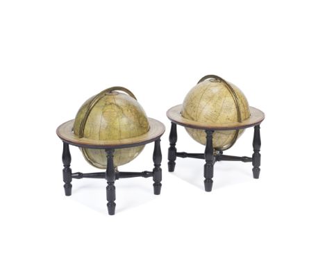 A PAIR OF CARY'S 9-INCH TERRESTRIAL AND CELESTIAL TABLE GLOBES ENGLISH, CIRCA 1802,the celestial cartouche reading CARY'S New