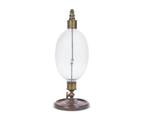 AN 'ELECTRIC EGG' DISCHARGE GAP, ENGLISH, SECOND HALF 19TH CENTURY,the hand-blown glass 'egg' of ovoid form, on freestanding 