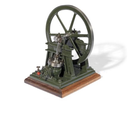 A MODEL OF A 'PENDULOUS' OSCILLATING STEAM ENGINE,  ENGLISH, EARLY 20TH CENTURY,the twin heavy architectural A-frames support