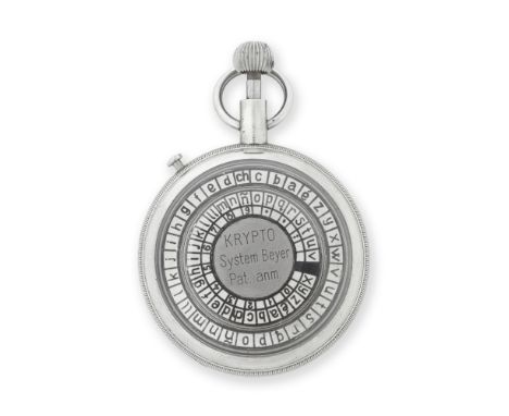 A RARE SYSTEM BEYER KRYPTO POCKET WATCH CIPHER, DANISH, CIRCA 1933,the centre reading KRYPTO System Beyer Pat. anm., by the D