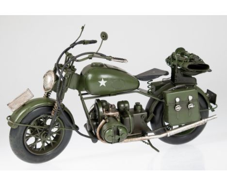 Modell "Harley-Davidson XA", Bj. 1941, wurde für das Militär gebaut, Nachbau BMW-R-71, Metall, farbig gefaßt, L. 38 cm