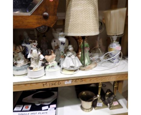 Four mixed lamps including copper and ceramic. All electrical items in this lot have been PAT tested for safety and have pass