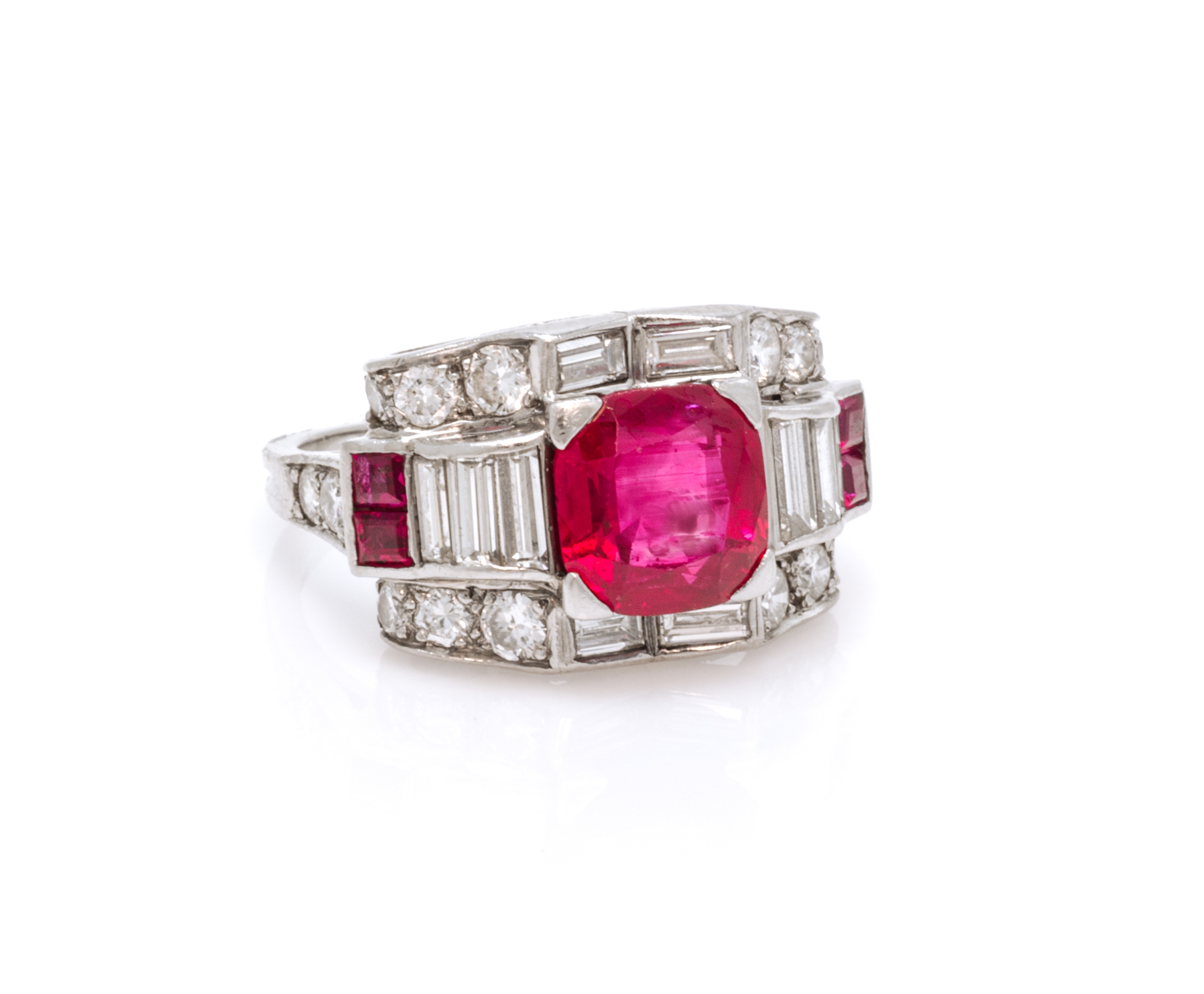 A Retro Palladium, Burmese Ruby and Diamond Ring, Tiffany & Co ...