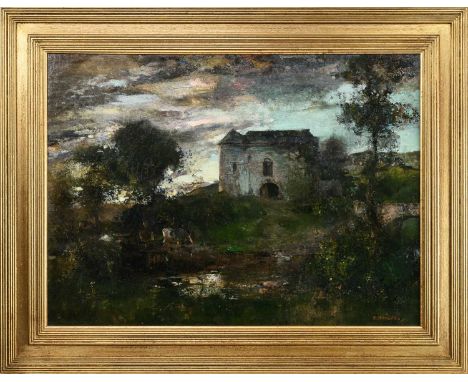 EDWARD ARTHUR WALTON RSA PRSW (SCOTTISH 1860 - 1922), THE MILL ON THE GRYFE, KILMACOLM oil on canvas, signedframed image size