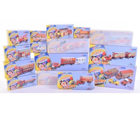 Fifteen Corgi Classics Chipperfields  Circus Models:31703 Land Rover, Morris Minor, Thames Trader and AEC Fire Engine,96905 B